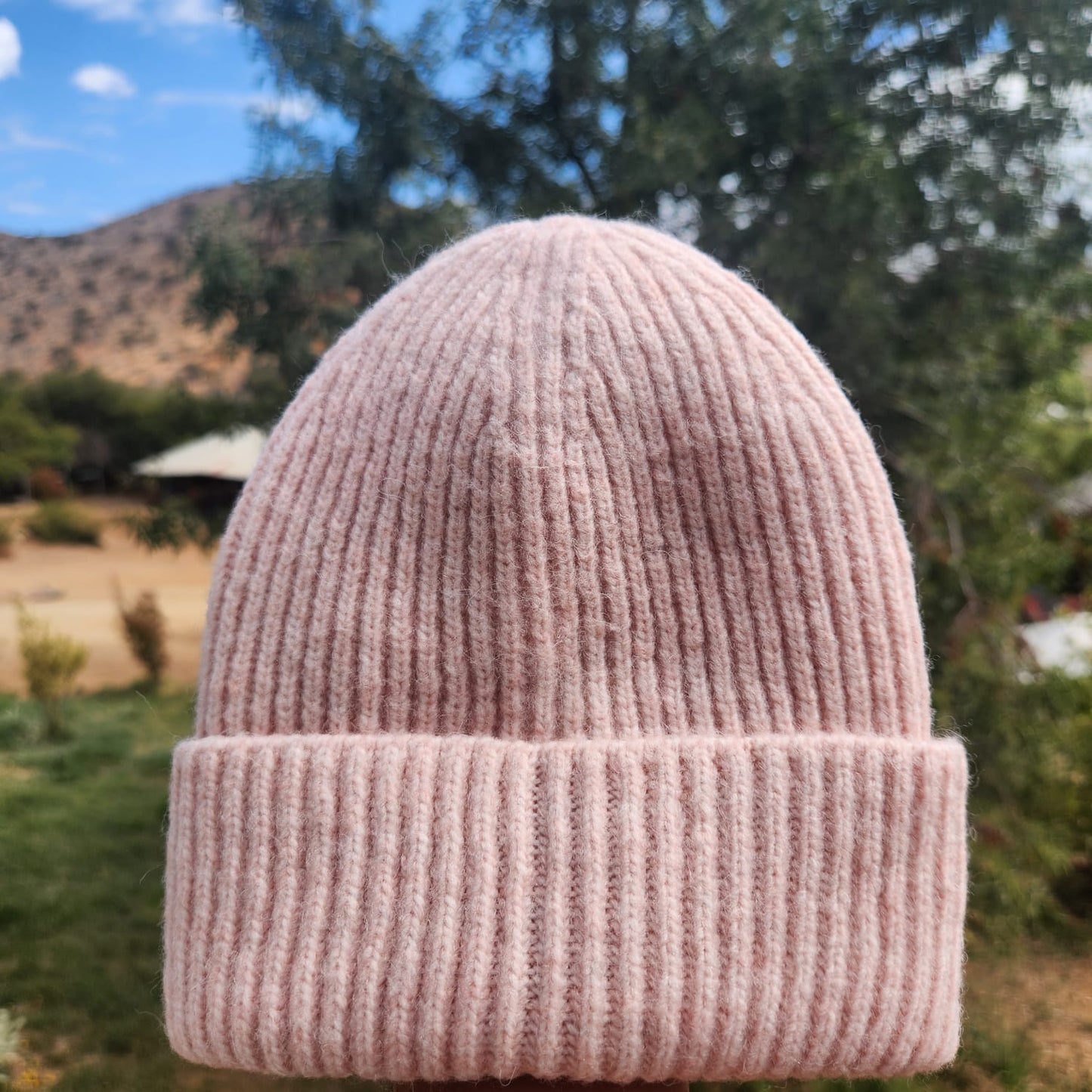 Beanie de lana jaspeado Rosa