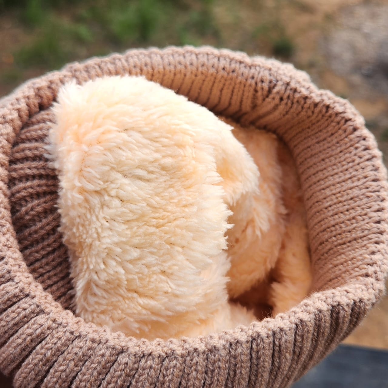 Gorro de lana con interior chiporro - Café claro